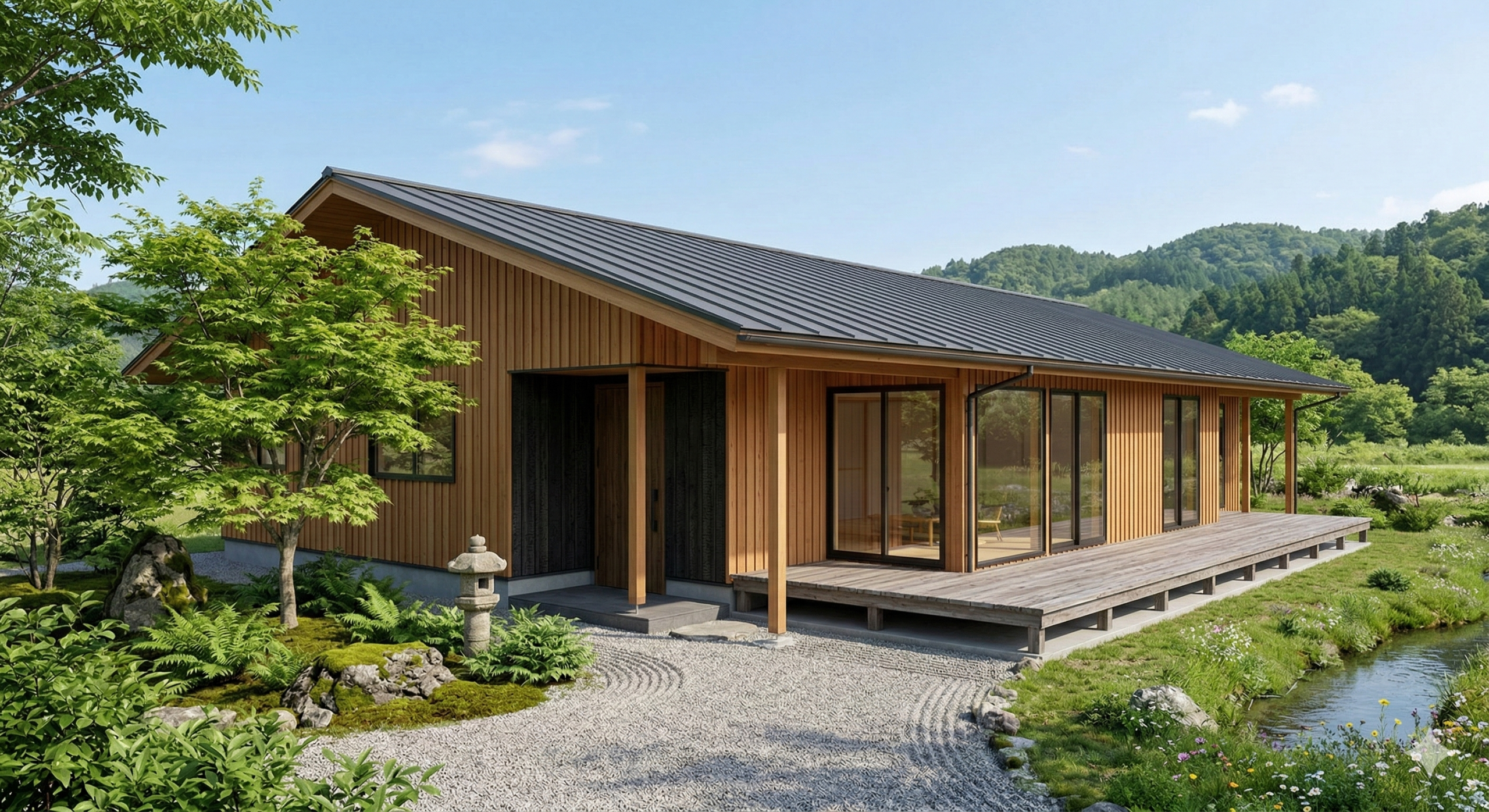 木造の平屋の家の外観